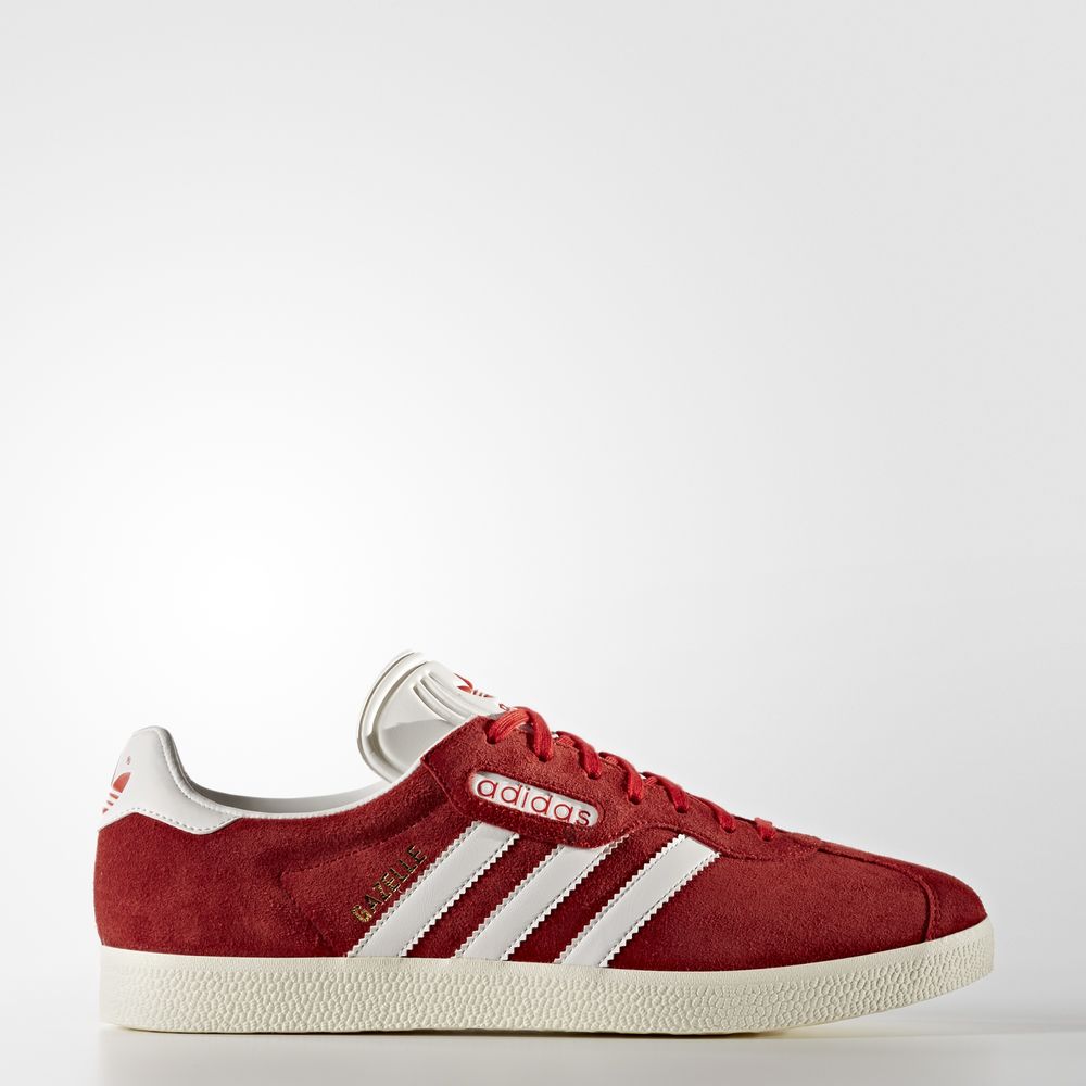 Adidas Gazelle Super - Originals ανδρικα - Κοκκινα/Ασπρα/Χρυσο Χρωμα Μεταλλικός,Μέγεθος: EU 36 – 54